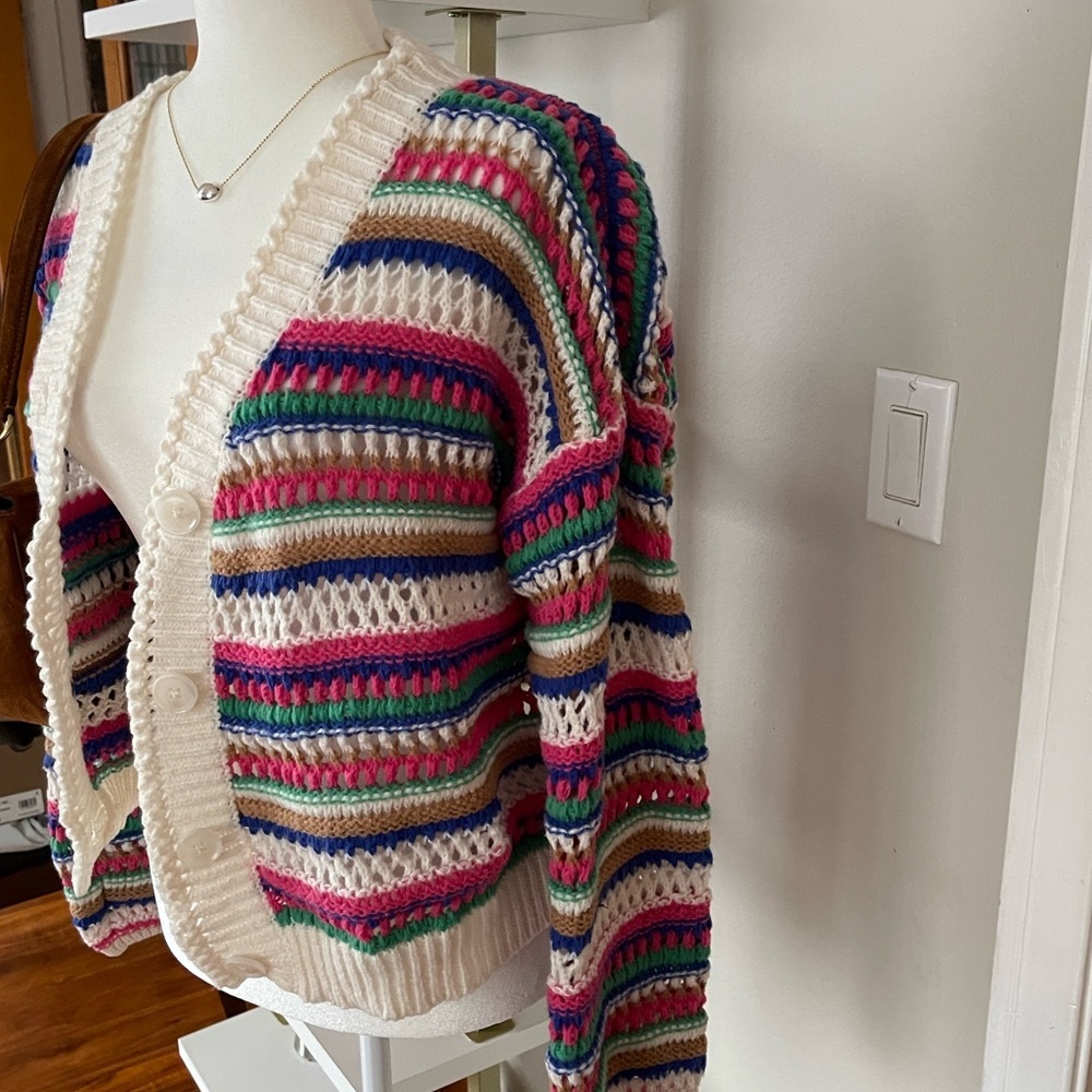 Multicolor Striped Women's Sweater Size L - Picture 3 of 6